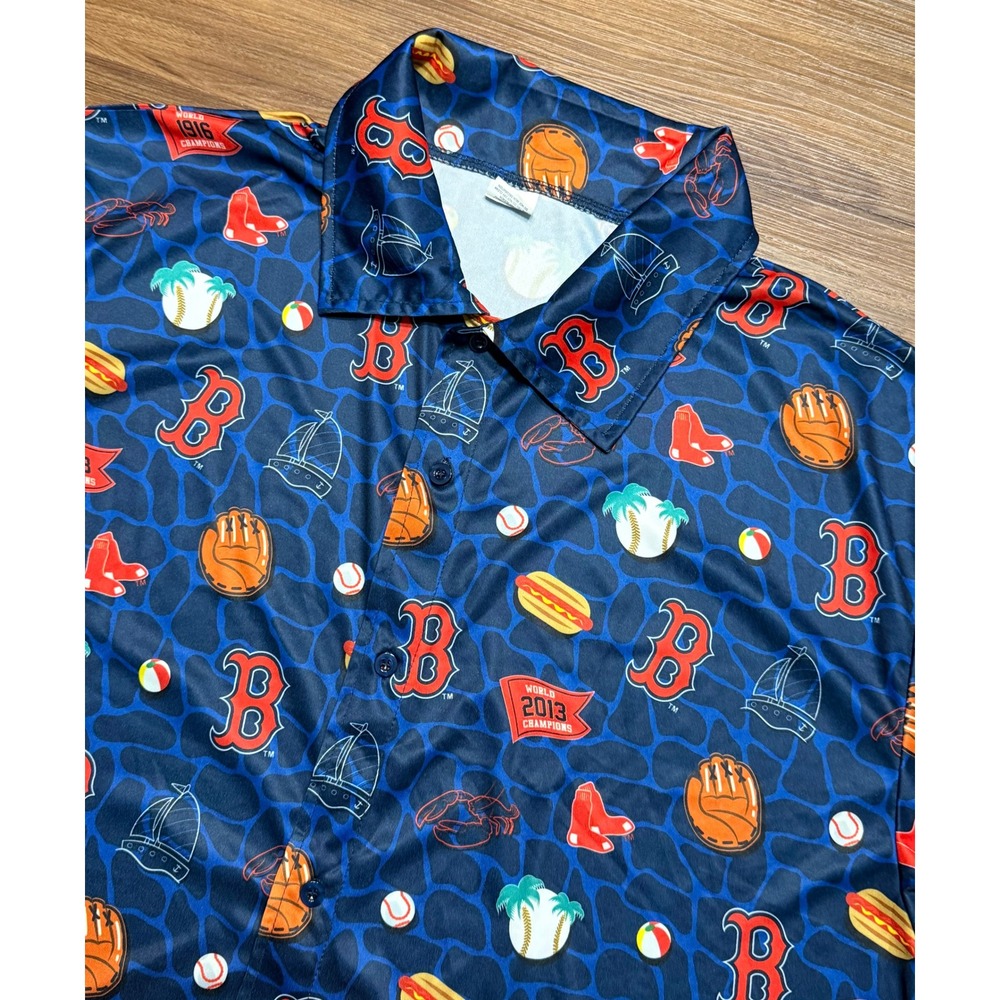 Boston Red Sox MLB Hawaiian All Over Print AOP Button Down Shirt Men's Sz XL